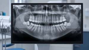 OPG x-ray showing impacted lower wisdom teeth at My Dentist Alderley.